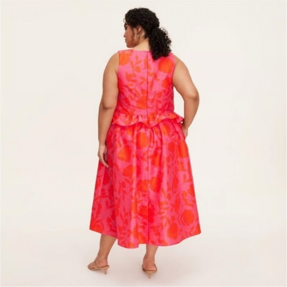 NWT KATE SPADE x TARGET Floral Rose Print Sleeveless Peplum Midi Dress w Pockets - Picture 7 of 13